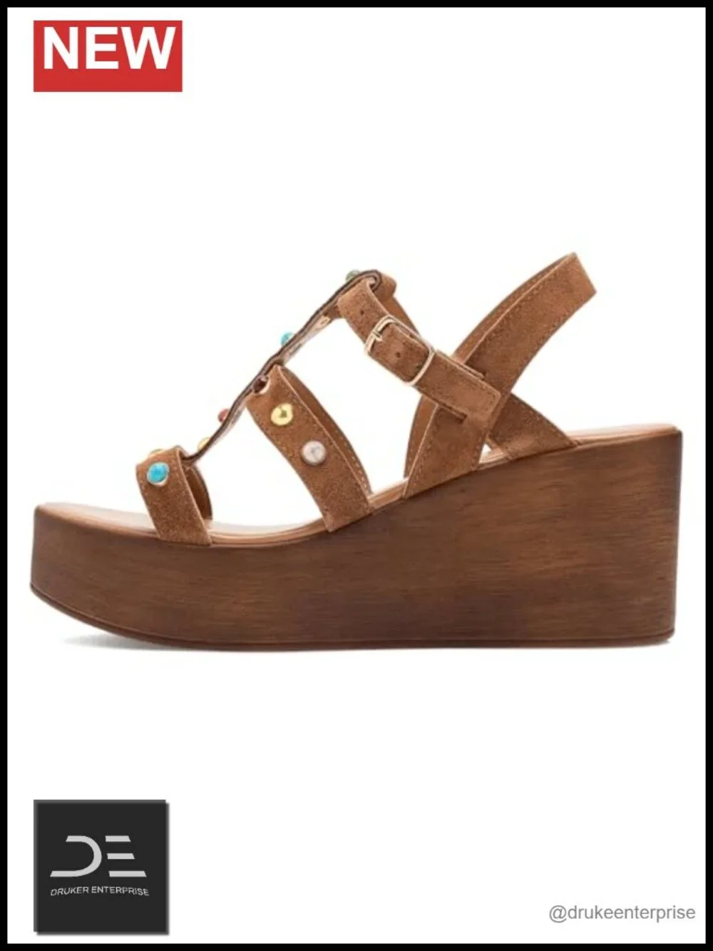 Women's Faux Leather Platform Heel Ankle Strap Sandals